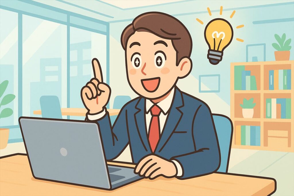 資金繰りの解決策を見つけた小規模事業主のイメージイラスト