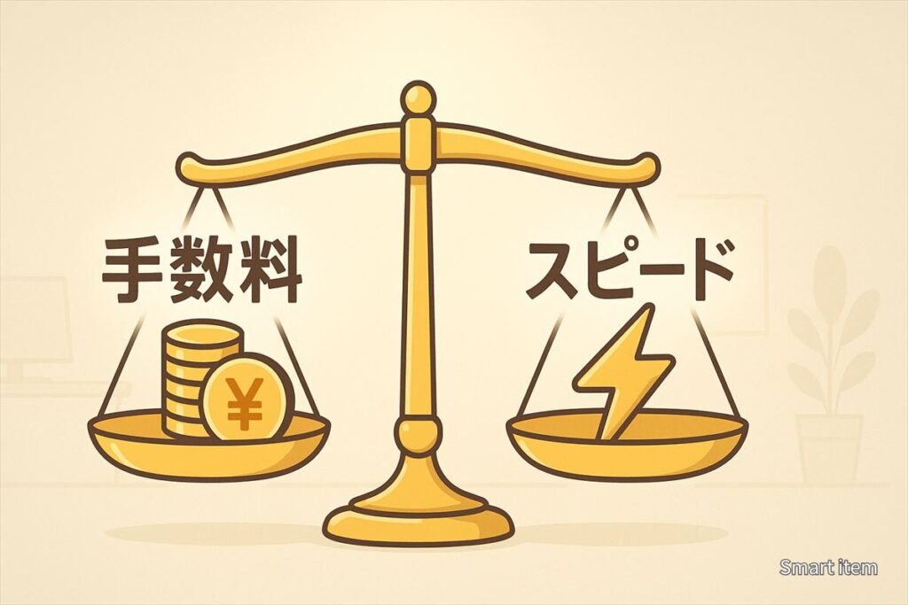 手数料とスピードを比較して選ぶファクタリング会社のイメージ