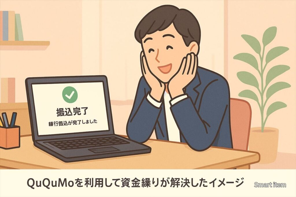 QuQuMoを利用して資金繰りが解決したイメージ